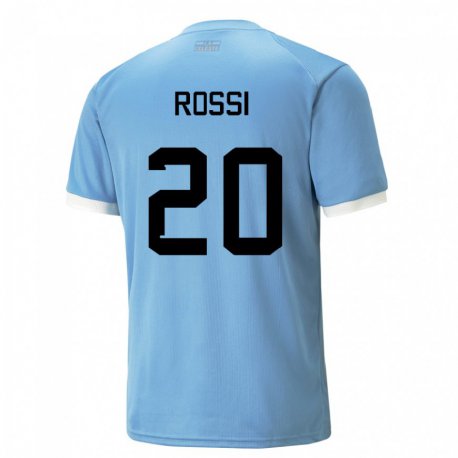 Kandiny Hombre Camiseta Uruguay Diego Rossi #20 Azul 1ª Equipación 22-24 La Camisa Chile