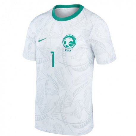 Kandiny Hombre Camiseta Arabia Saudita Mohammed Al Rubaie #1 Blanco 1ª Equipación 22-24 La Camisa Chile