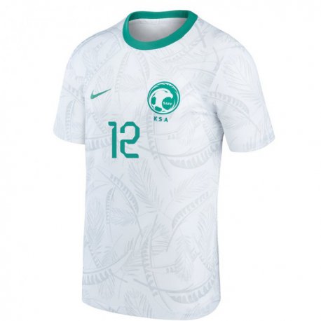 Kandiny Hombre Camiseta Arabia Saudita Saud Abdulhamid #12 Blanco 1ª Equipación 22-24 La Camisa Chile