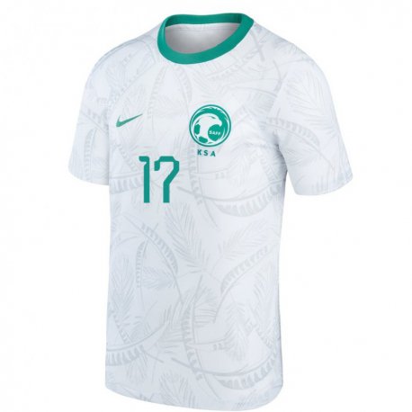 Kandiny Hombre Camiseta Arabia Saudita Hassan Al Tambakti #17 Blanco 1ª Equipación 22-24 La Camisa Chile
