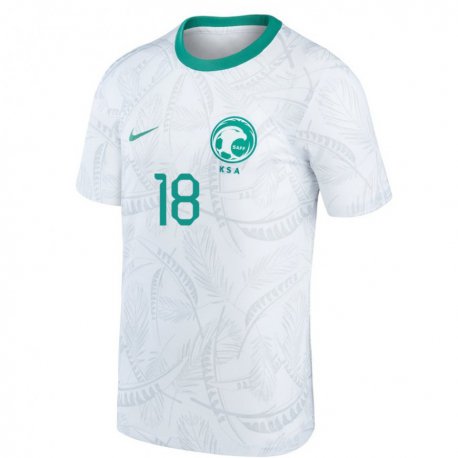 Kandiny Hombre Camiseta Arabia Saudita Nawaf Al Abid #18 Blanco 1ª Equipación 22-24 La Camisa Chile