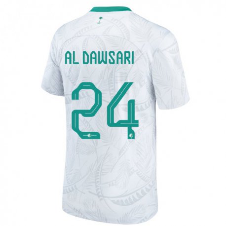 Kandiny Hombre Camiseta Arabia Saudita Nasser Al Dawsari #24 Blanco 1ª Equipación 22-24 La Camisa Chile
