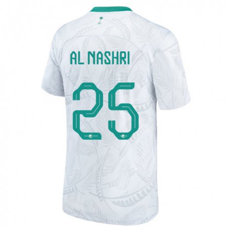 Kandiny Hombre Camiseta Arabia Saudita Awad Al Nashri #25 Blanco 1ª Equipación 22-24 La Camisa Chile