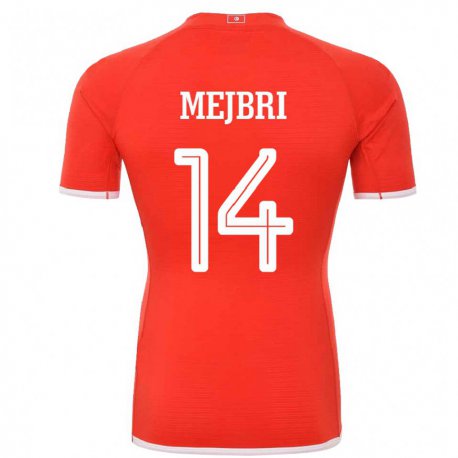 Kandiny Hombre Camiseta Túnez Hannibal Mejbri #14 Rojo 1ª Equipación 22-24 La Camisa Chile