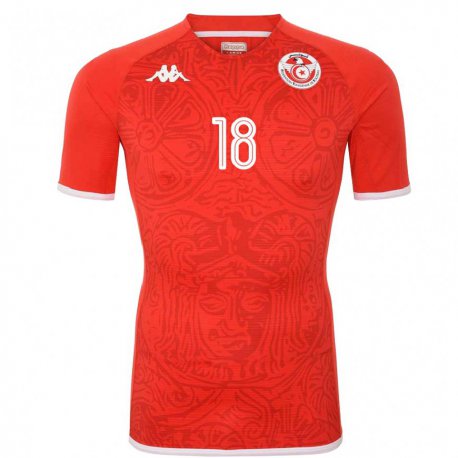 Kandiny Hombre Camiseta Túnez Ghaliene Chaaleli #18 Rojo 1ª Equipación 22-24 La Camisa Chile