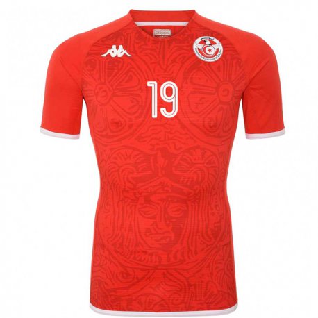 Kandiny Hombre Camiseta Túnez Seifeddin Jaziri #19 Rojo 1ª Equipación 22-24 La Camisa Chile