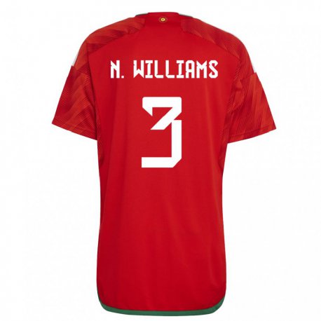 Kandiny Hombre Camiseta Gales Neco Williams #3 Rojo 1ª Equipación 22-24 La Camisa Chile