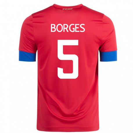 Kandiny Hombre Camiseta Costa Rica Celso Borges #5 Rojo 1ª Equipación 22-24 La Camisa Chile