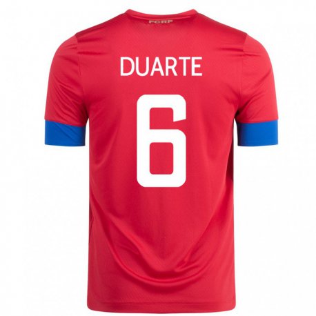 Kandiny Hombre Camiseta Costa Rica Oscar Duarte #6 Rojo 1ª Equipación 22-24 La Camisa Chile