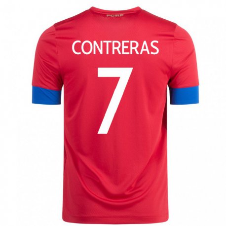 Kandiny Hombre Camiseta Costa Rica Anthony Contreras #7 Rojo 1ª Equipación 22-24 La Camisa Chile