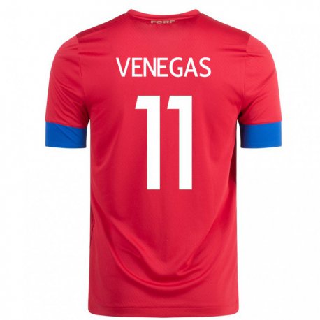 Kandiny Hombre Camiseta Costa Rica Johan Venegas #11 Rojo 1ª Equipación 22-24 La Camisa Chile