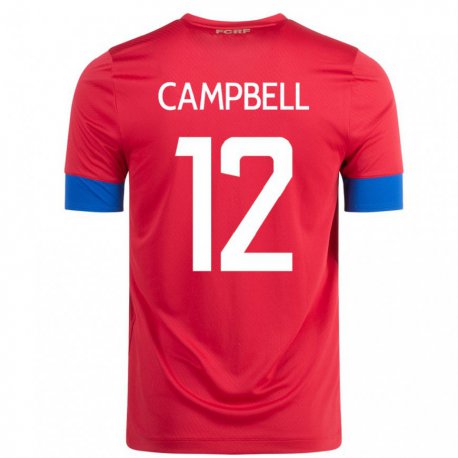 Kandiny Hombre Camiseta Costa Rica Joel Campbell #12 Rojo 1ª Equipación 22-24 La Camisa Chile