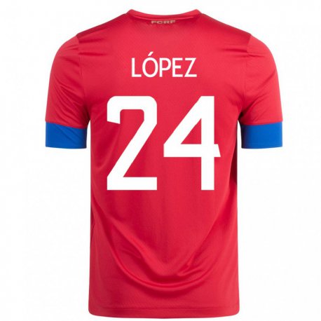 Kandiny Hombre Camiseta Costa Rica Douglas Lopez #24 Rojo 1ª Equipación 22-24 La Camisa Chile