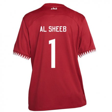 Kandiny Hombre Camiseta Catar Saad Al Sheeb #1 Granate 1ª Equipación 22-24 La Camisa Chile