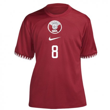 Kandiny Hombre Camiseta Catar Ali Asad #8 Granate 1ª Equipación 22-24 La Camisa Chile