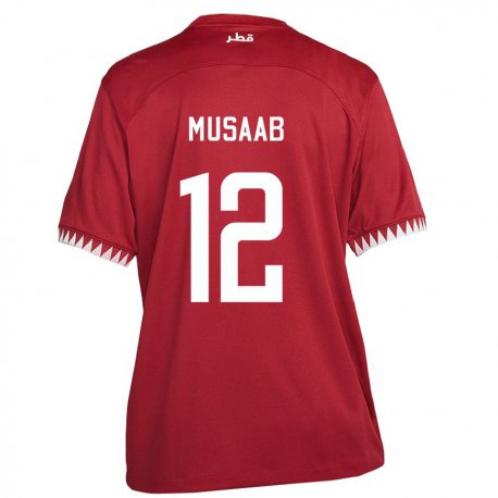 Kandiny Hombre Camiseta Catar Musaab Khidir #12 Granate 1ª Equipación 22-24 La Camisa Chile