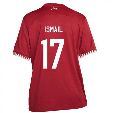 Kandiny Hombre Camiseta Catar Ismail Mohamad #17 Granate 1ª Equipación 22-24 La Camisa Chile