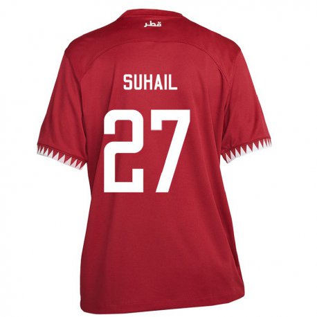 Kandiny Hombre Camiseta Catar Ahmed Suhail #27 Granate 1ª Equipación 22-24 La Camisa Chile