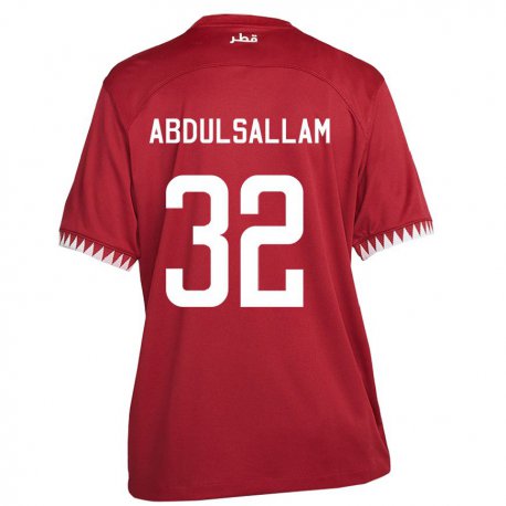 Kandiny Hombre Camiseta Catar Jassem Gaber Abdulsallam #32 Granate 1ª Equipación 22-24 La Camisa Chile