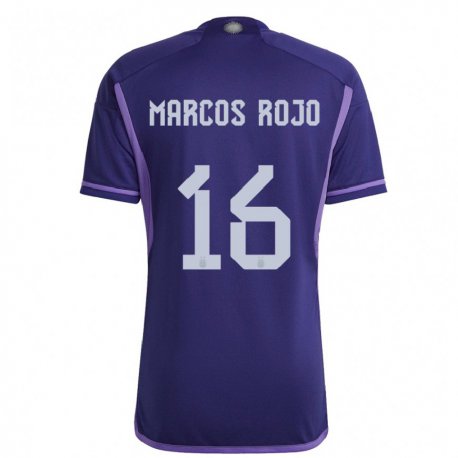Kandiny Hombre Camiseta Argentina Marcos Rojo #16 Morado 2ª Equipación 22-24 La Camisa Chile