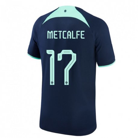 Kandiny Hombre Camiseta Australia Connor Metcalfe #17 Azul Oscuro 2ª Equipación 22-24 La Camisa Chile