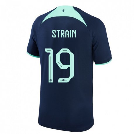 Kandiny Hombre Camiseta Australia Ryan Strain #19 Azul Oscuro 2ª Equipación 22-24 La Camisa Chile