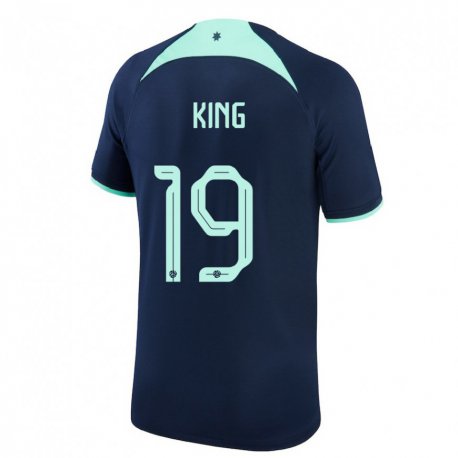 Kandiny Hombre Camiseta Australia Joel King #19 Azul Oscuro 2ª Equipación 22-24 La Camisa Chile