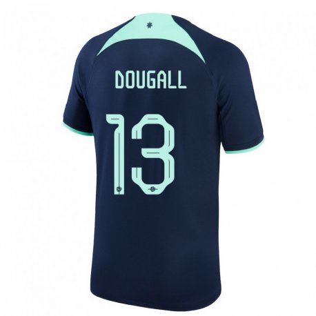 Kandiny Hombre Camiseta Australia Kenny Dougall #13 Azul Oscuro 2ª Equipación 22-24 La Camisa Chile