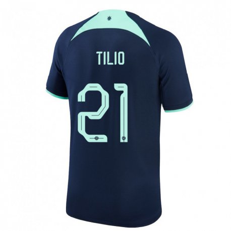 Kandiny Hombre Camiseta Australia Marco Tilio #21 Azul Oscuro 2ª Equipación 22-24 La Camisa Chile