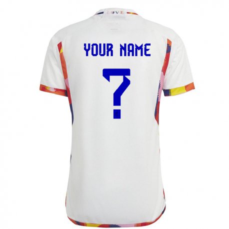 Kandiny Hombre Camiseta Bélgica Su Nombre #0 Blanco 2ª Equipación 22-24 La Camisa Chile