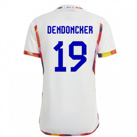 Kandiny Hombre Camiseta Bélgica Leander Dendoncker #19 Blanco 2ª Equipación 22-24 La Camisa Chile