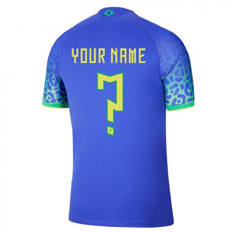 Kandiny Hombre Camiseta Brasil Su Nombre #0 Azul 2ª Equipación 22-24 La Camisa Chile