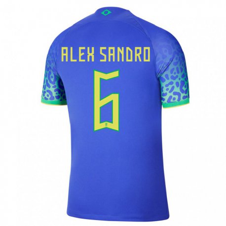 Kandiny Hombre Camiseta Brasil Alex Sandro #6 Azul 2ª Equipación 22-24 La Camisa Chile