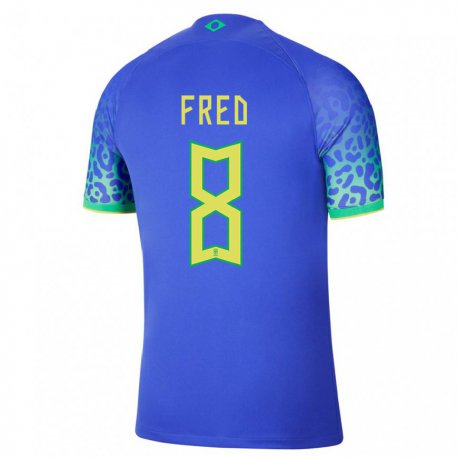Kandiny Hombre Camiseta Brasil Fred #8 Azul 2ª Equipación 22-24 La Camisa Chile