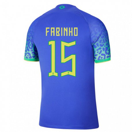 Kandiny Hombre Camiseta Brasil Fabinho #15 Azul 2ª Equipación 22-24 La Camisa Chile
