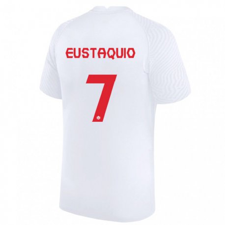 Kandiny Hombre Camiseta Canadá Stephen Eustaquio #7 Blanco 2ª Equipación 22-24 La Camisa Chile
