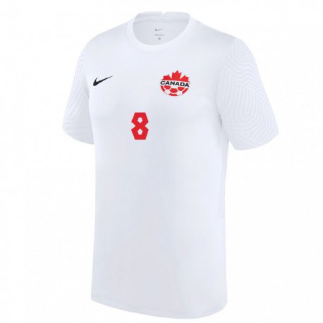 Kandiny Hombre Camiseta Canadá Ismael Kone #8 Blanco 2ª Equipación 22-24 La Camisa Chile