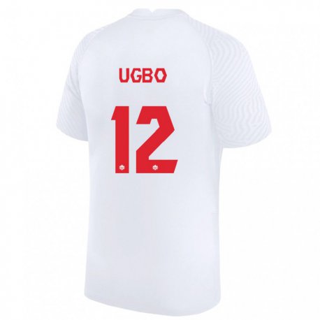 Kandiny Hombre Camiseta Canadá Ike Ugbo #12 Blanco 2ª Equipación 22-24 La Camisa Chile