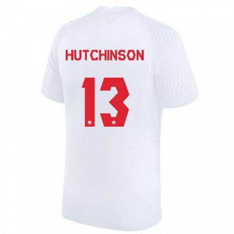 Kandiny Hombre Camiseta Canadá Atiba Hutchinson #13 Blanco 2ª Equipación 22-24 La Camisa Chile