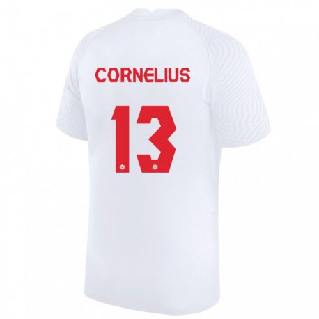 Kandiny Hombre Camiseta Canadá Derek Cornelius #13 Blanco 2ª Equipación 22-24 La Camisa Chile