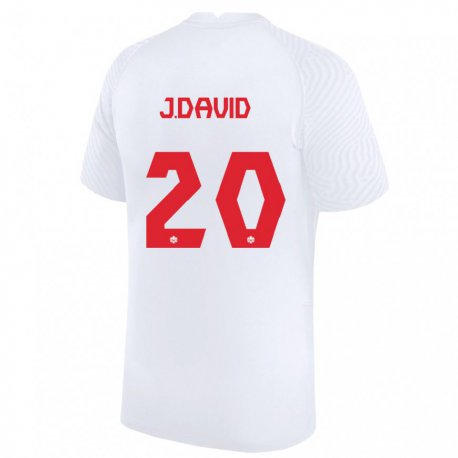 Kandiny Hombre Camiseta Canadá Jonathan David #20 Blanco 2ª Equipación 22-24 La Camisa Chile