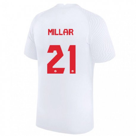 Kandiny Hombre Camiseta Canadá Liam Millar #21 Blanco 2ª Equipación 22-24 La Camisa Chile