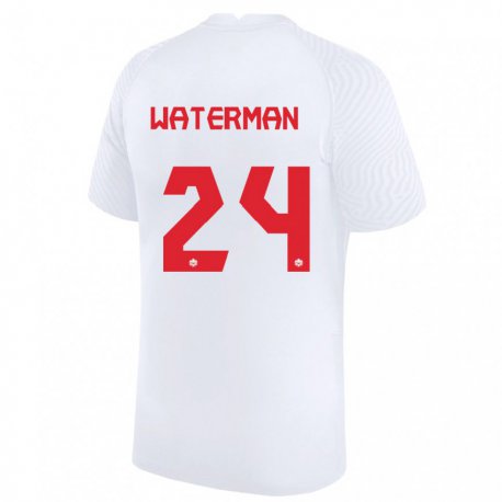 Kandiny Hombre Camiseta Canadá Joel Waterman #24 Blanco 2ª Equipación 22-24 La Camisa Chile