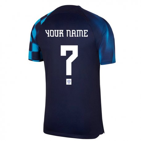 Kandiny Hombre Camiseta Croacia Su Nombre #0 Azul Oscuro 2ª Equipación 22-24 La Camisa Chile