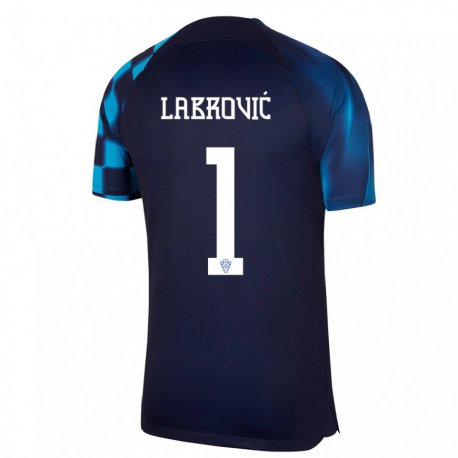 Kandiny Hombre Camiseta Croacia Nediljko Labrovic #1 Azul Oscuro 2ª Equipación 22-24 La Camisa Chile