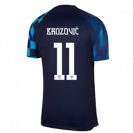 Kandiny Hombre Camiseta Croacia Marcelo Brozovic #11 Azul Oscuro 2ª Equipación 22-24 La Camisa Chile