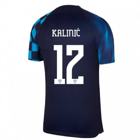 Kandiny Hombre Camiseta Croacia Lovre Kalinic #12 Azul Oscuro 2ª Equipación 22-24 La Camisa Chile