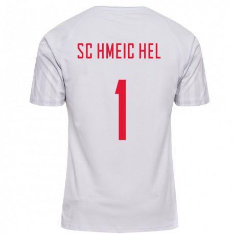 Kandiny Hombre Camiseta Dinamarca Kasper Schmeichel #1 Blanco 2ª Equipación 22-24 La Camisa Chile