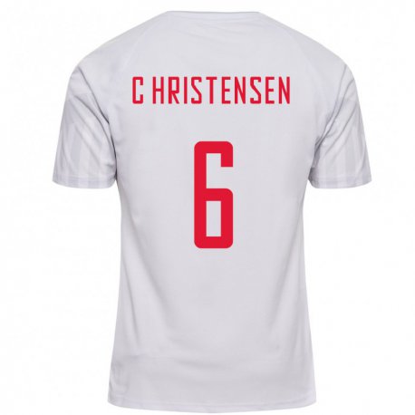Kandiny Hombre Camiseta Dinamarca Andreas Christensen #6 Blanco 2ª Equipación 22-24 La Camisa Chile