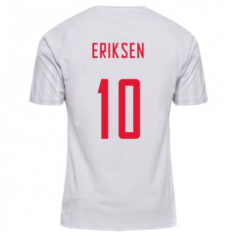 Kandiny Hombre Camiseta Dinamarca Christian Eriksen #10 Blanco 2ª Equipación 22-24 La Camisa Chile